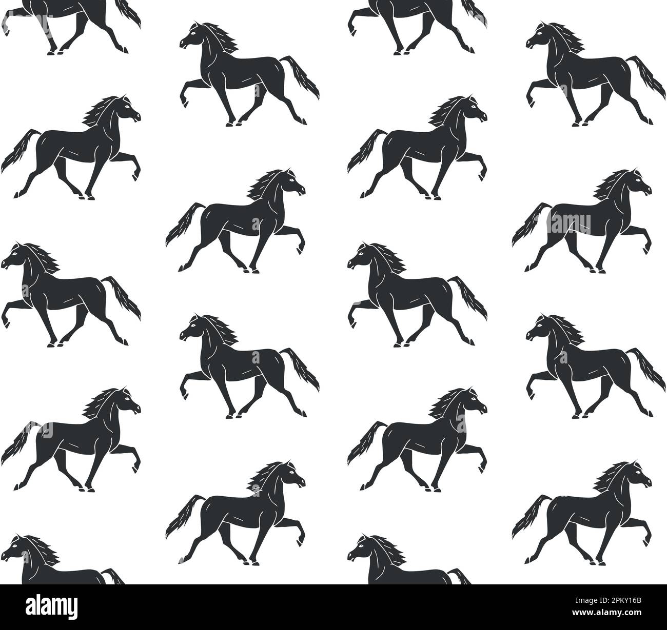 Vector seamless pattern of hand drawn doodle sketch black Iceland horse ...