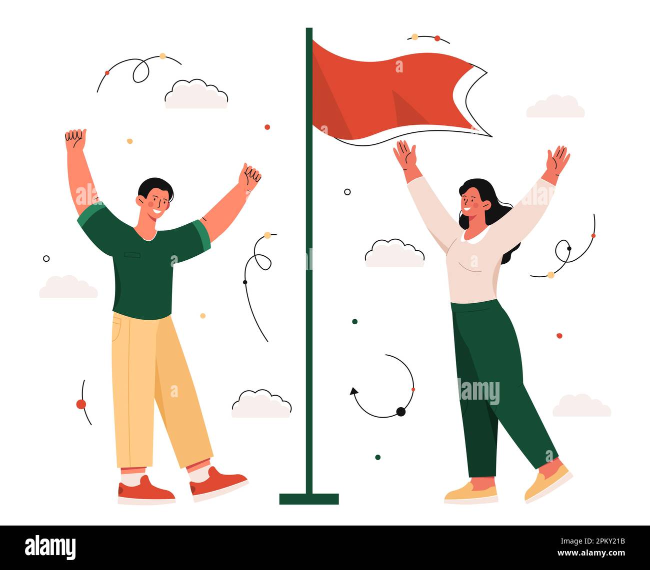Businessman holding red flag Stock Vector