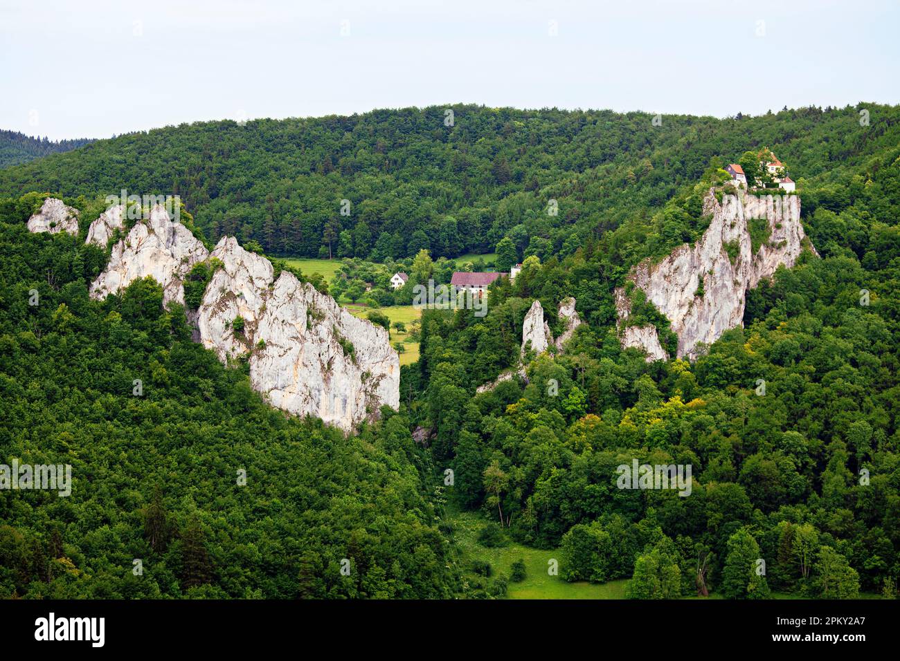 View to Werenwag Castle, Beuron, Baden-Wuerttemberg, Germany Stock Photo