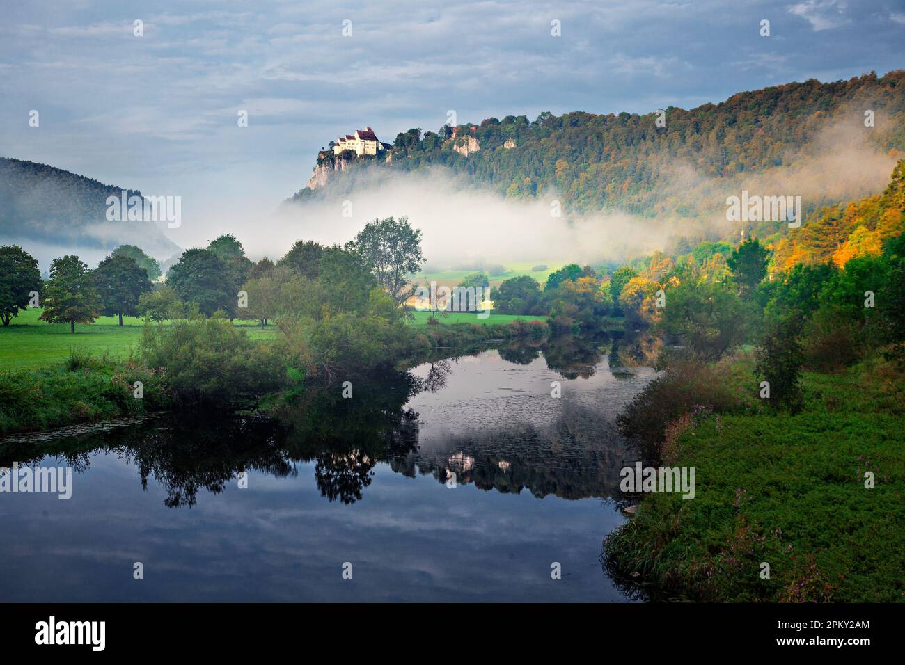 View to Werenwag Castle, Hausen im Tal, Baden-Wuerttemberg, Germany Stock Photo