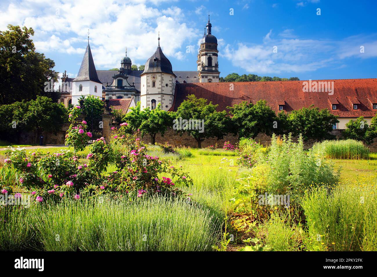 Schoental monastery and monastery garden, Hohenlohe, Baden-Wuerttemberg, Germany Stock Photo