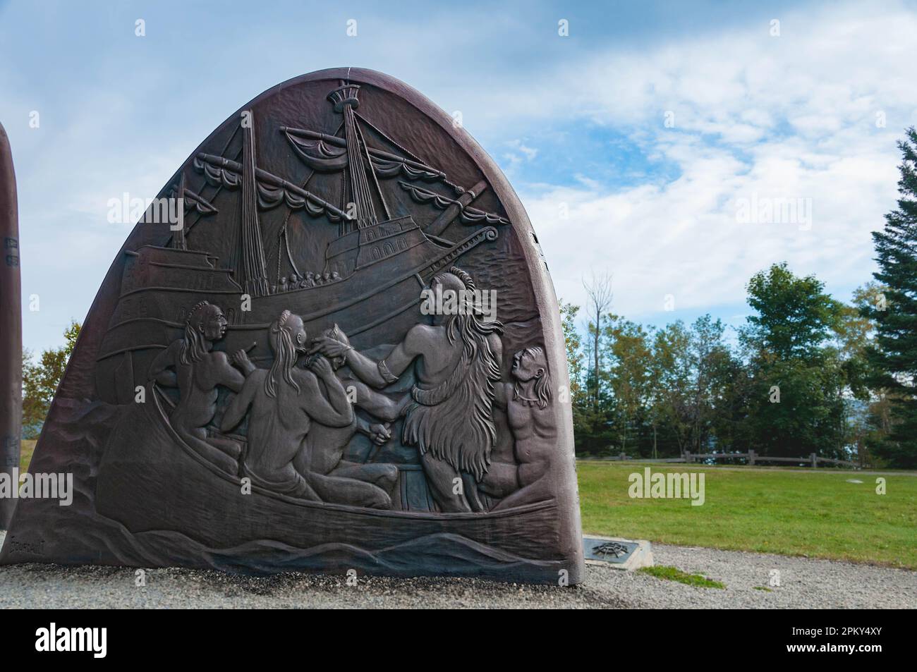 Gaspe, Quebec, Canada September 18th, 2009 cast iron sculpture which