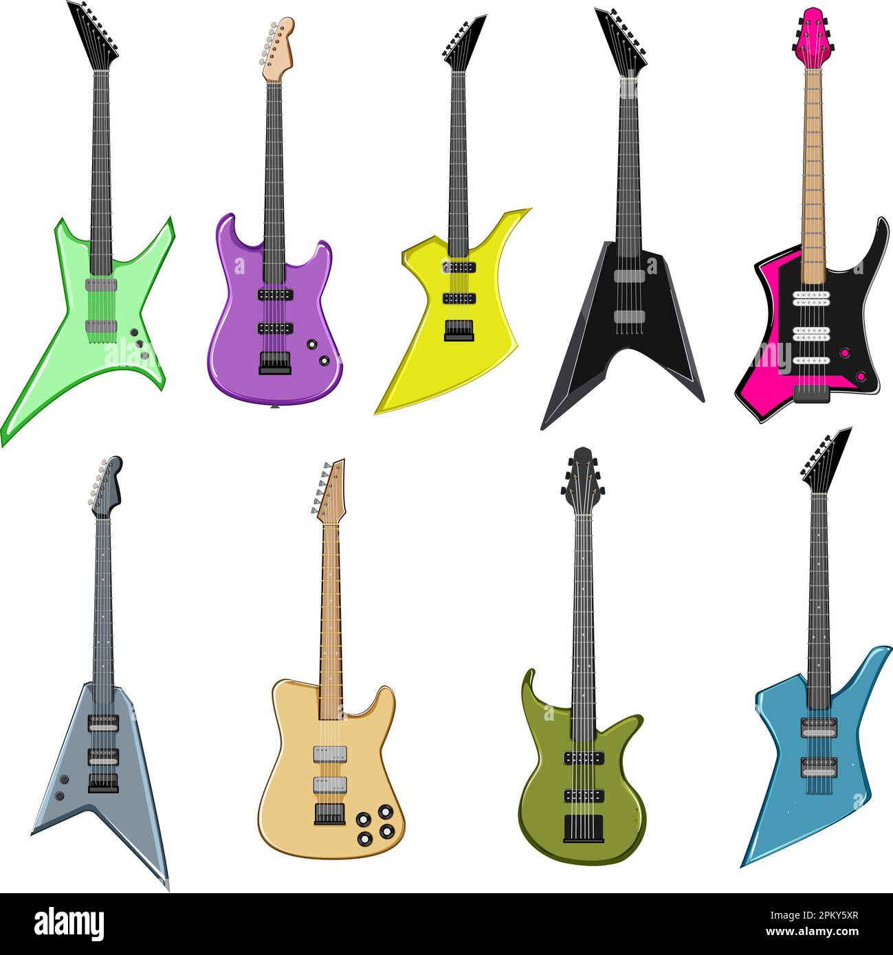 electric guitar set cartoon vector illustration Stock Vector