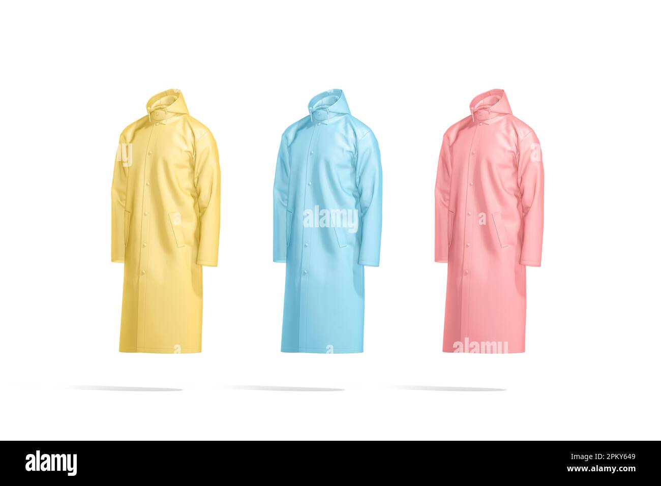 Blank colored protective raincoat mockup, side view Stock Photo - Alamy