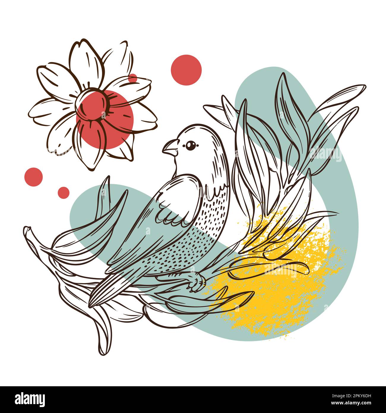 lentil-on-branch-flower-collage-sketched-bird-poster-design-with