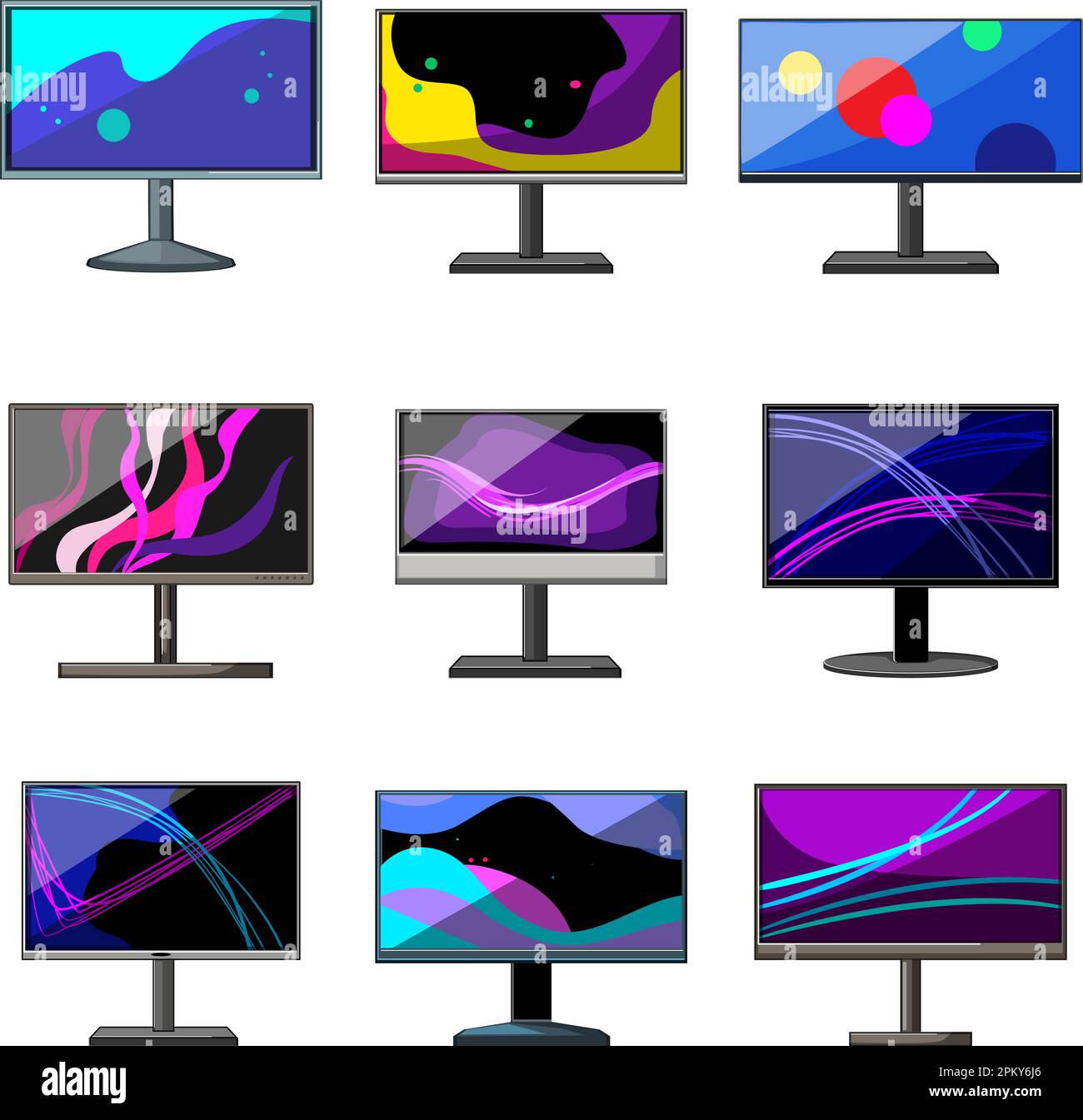 monitor pc set cartoon vector illustration Stock Vector Image & Art Alamy