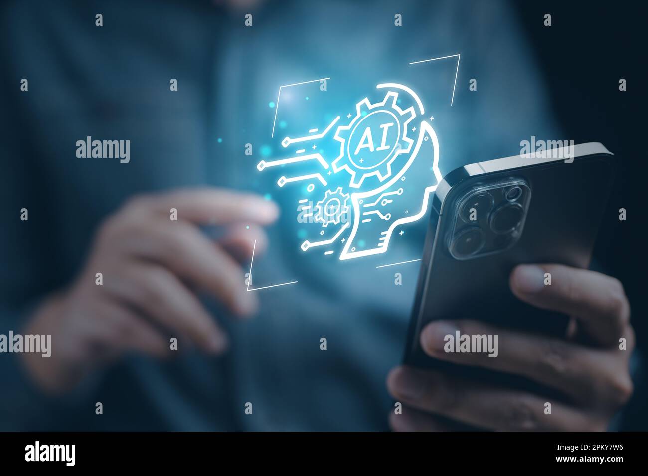 Human life with Artificial Intelligence, Data in computer technology Stock Photo