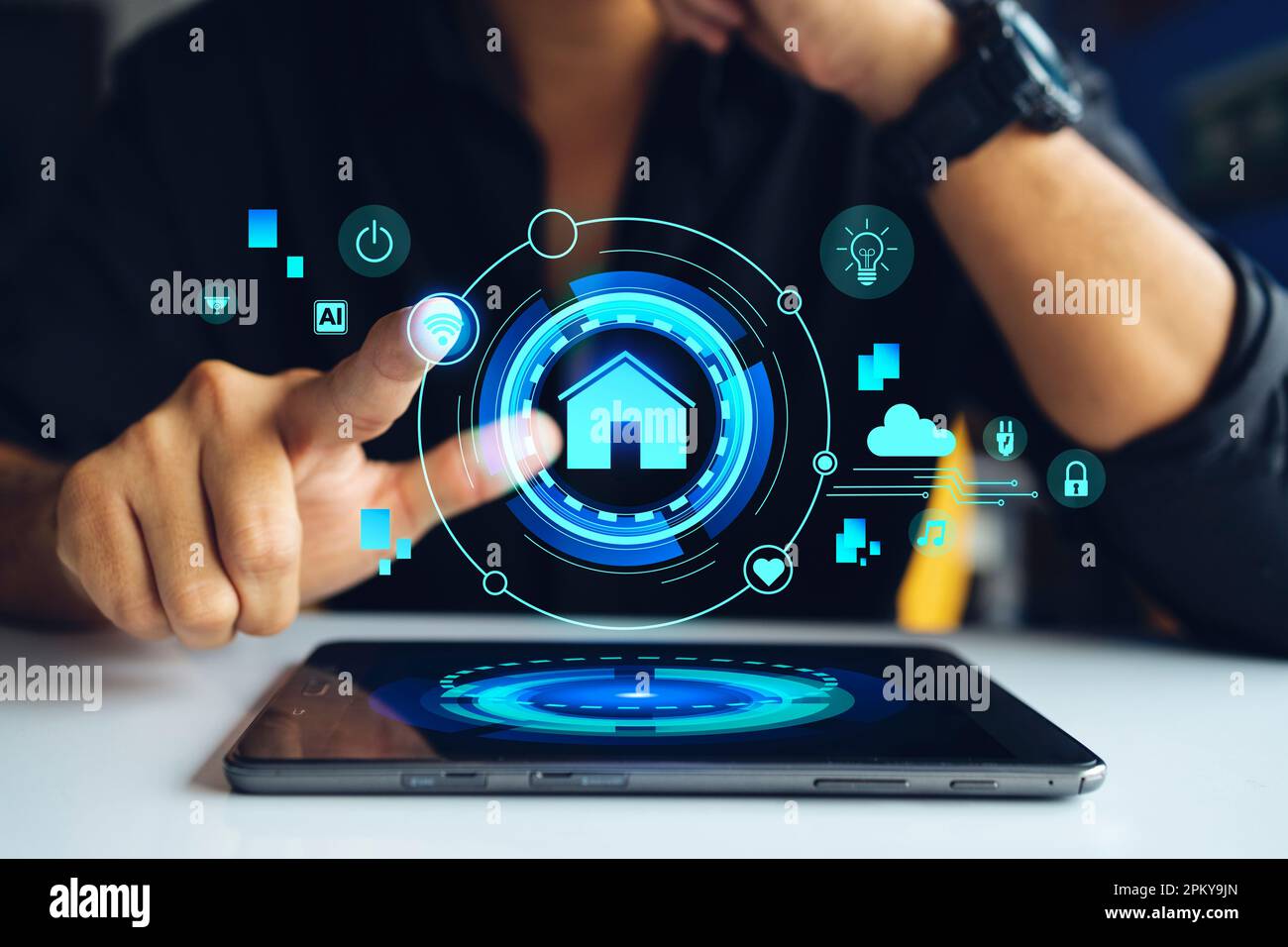 Smart home system and Artificial intelligence concept hologram digital Circuit Diagram