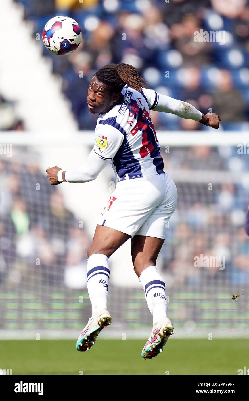 West Bromwich Albion's Brandon ThomasAsante heads the ball during the