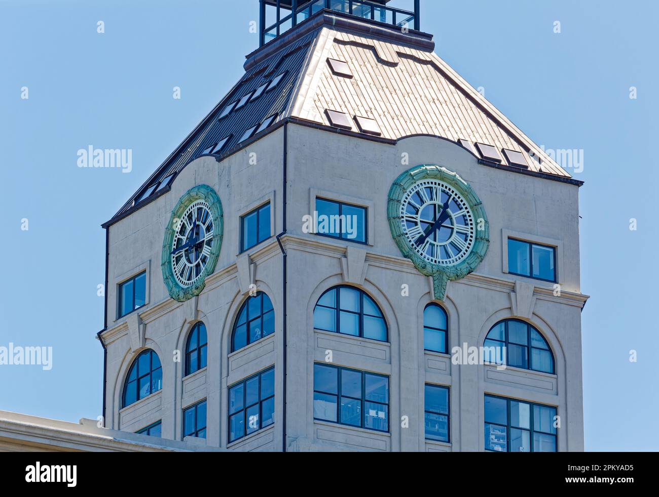 Clocktower Condominium, 1 Main Street, is capped by a three-story residence (yes, behind the clock) that sold for $15 million in 2017. Stock Photo