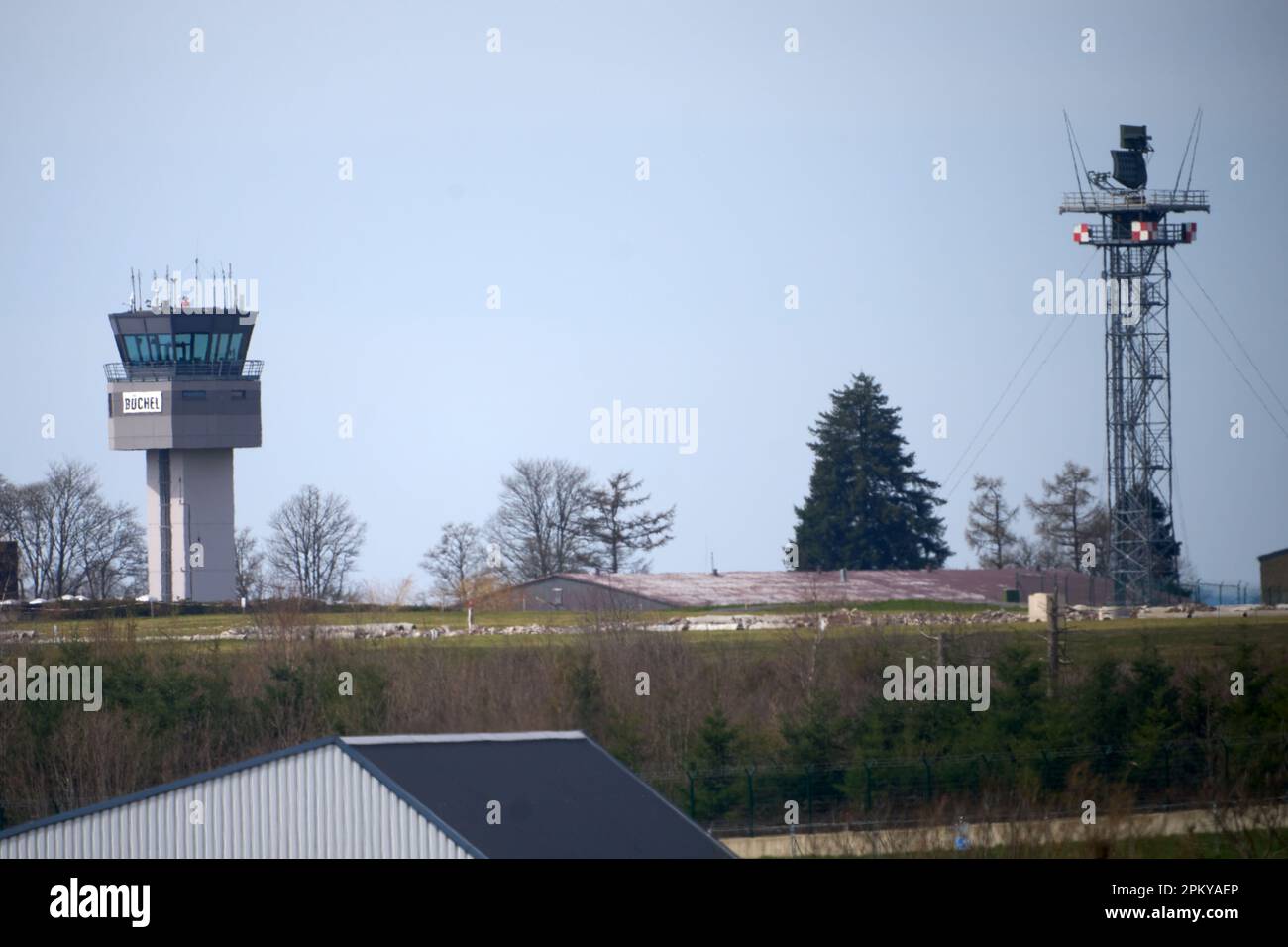10 April 2023, Rhineland-Palatinate, Büchel: The Bundeswehr air base. Also in 2023, under the impression of Russia's war against Ukraine, numerous Easter marches took place throughout Germany. Photo: Thomas Frey/dpa Stock Photo
