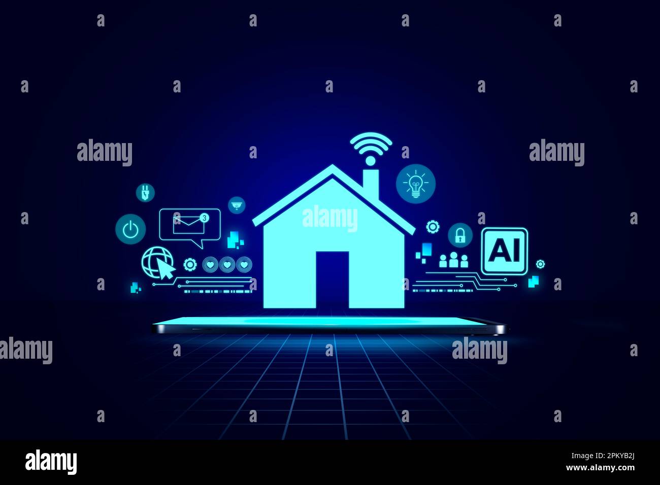 Smart home system and Artificial intelligence concept. hologram digital ... Circuit Diagram
