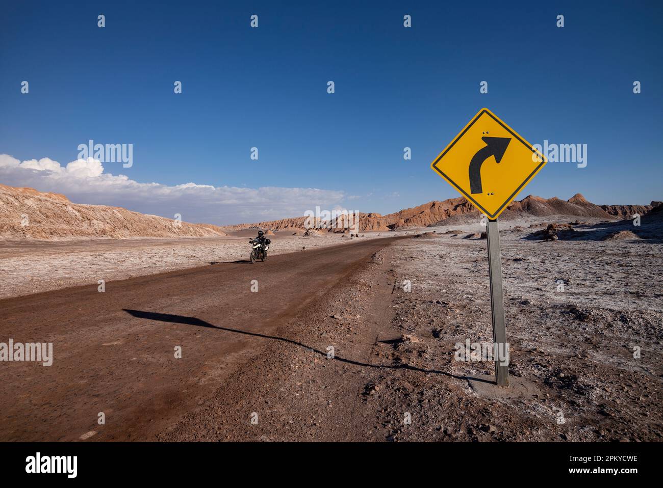 Road in Valle de la Luna, San Pedro de Atacama, Chile. Stock Photo