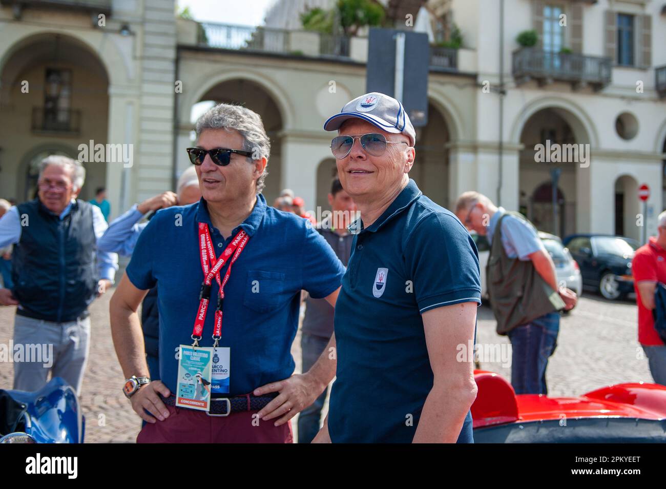 06/22/2019 Turin (Italy) Fabrizio Giugiaro and Alfredo Stola in Turin, during a break in a concours d'elegance for vintage cars Stock Photo