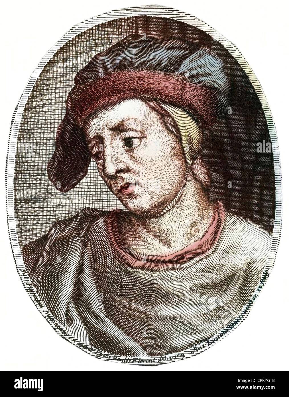 Portrait of Brunetto Latini (1220-1294), Italian writer, poet - dit aussi Brunet Latin en français Stock Photo
