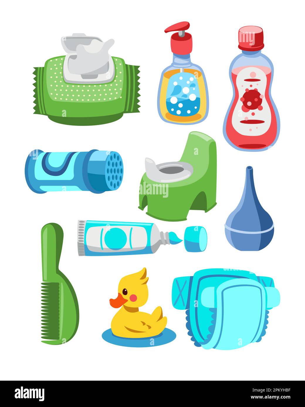 Bath accessories for babies vector illustrations set Stock Vector Image