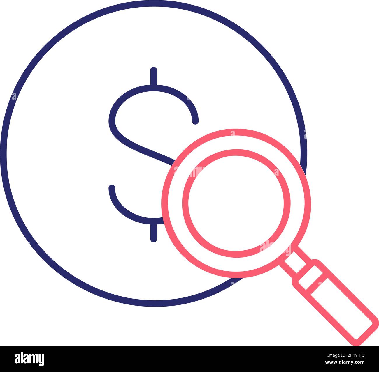 Magnifying glass with coin money finder money search coin and
