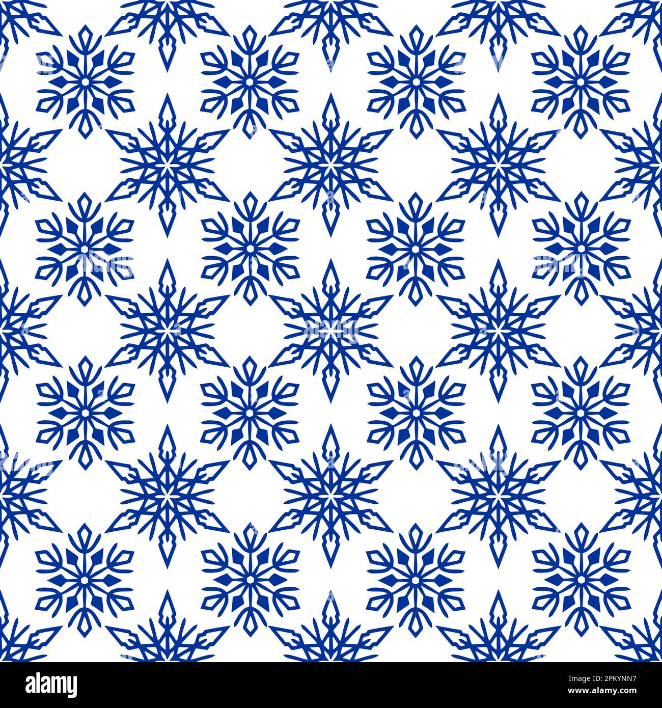 seamless pattern of blue snowflakes on a white background, texture ...