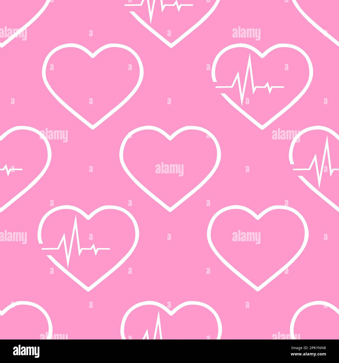 simple seamless pattern of white hearts on a pink background, texture ...
