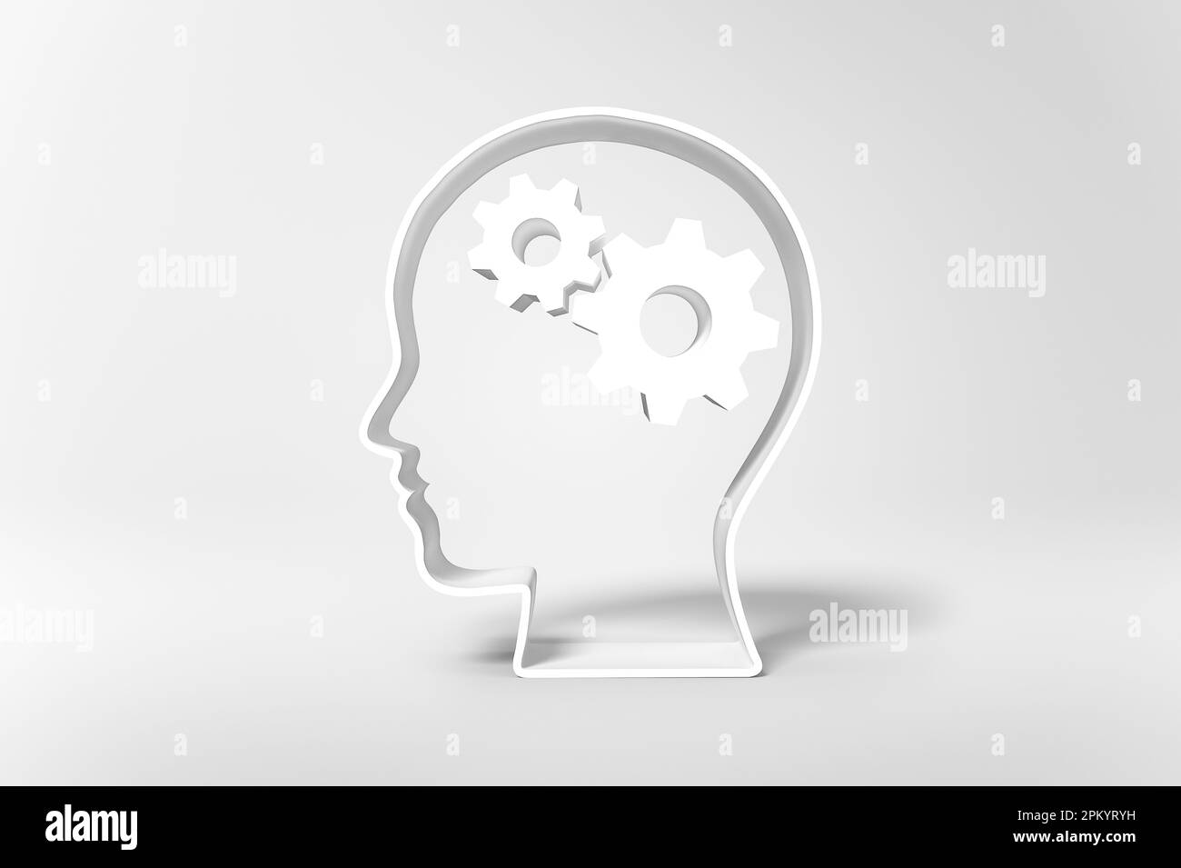 Engineering technological cogwheels placed in empty human head shape