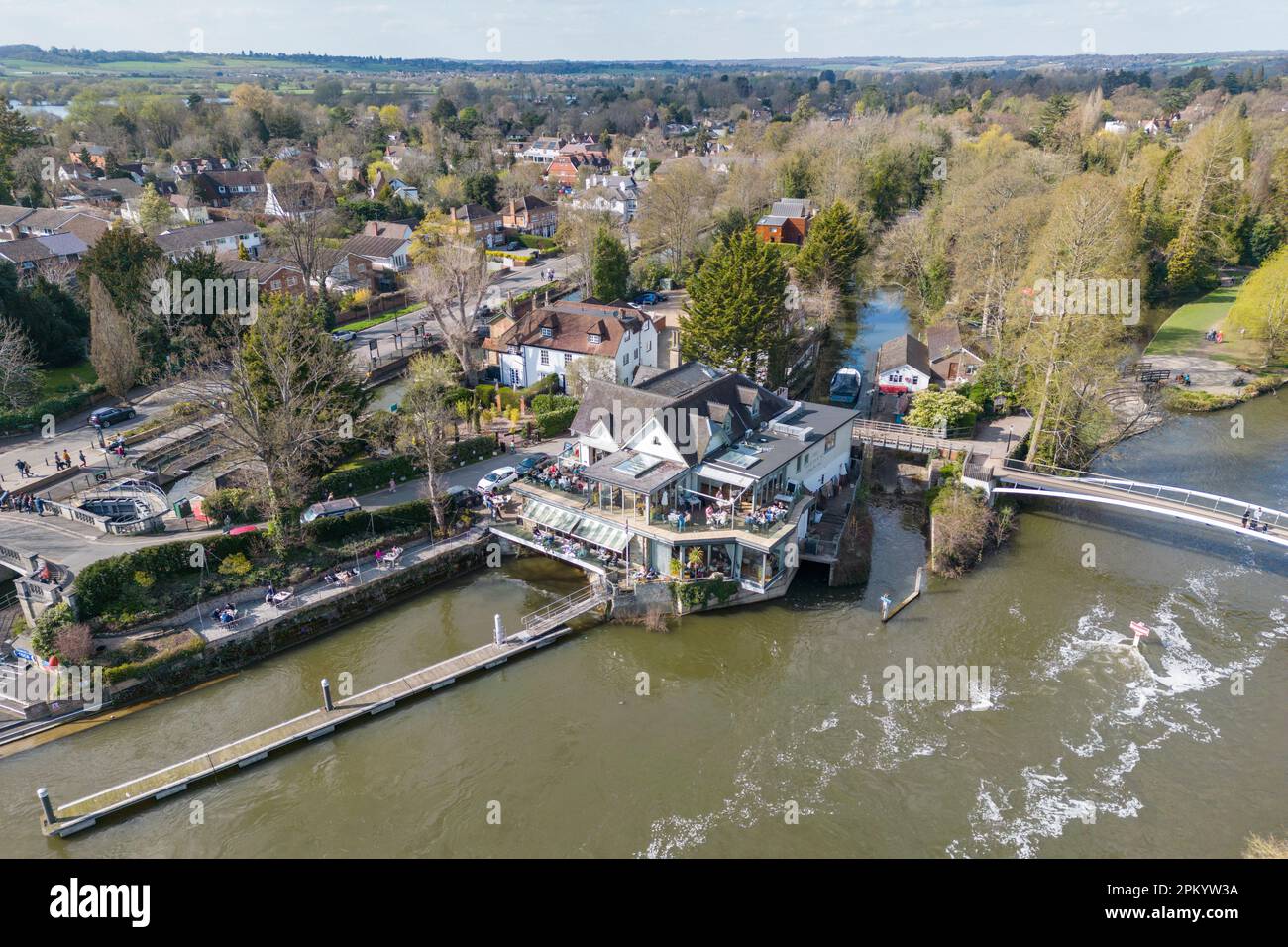 Aerial view of Boulters Lock & the Boathouse at Boulters Lock