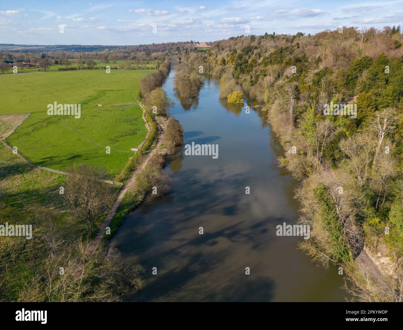 Aerial view of the River Thames (with Cliveden House in the distance ...