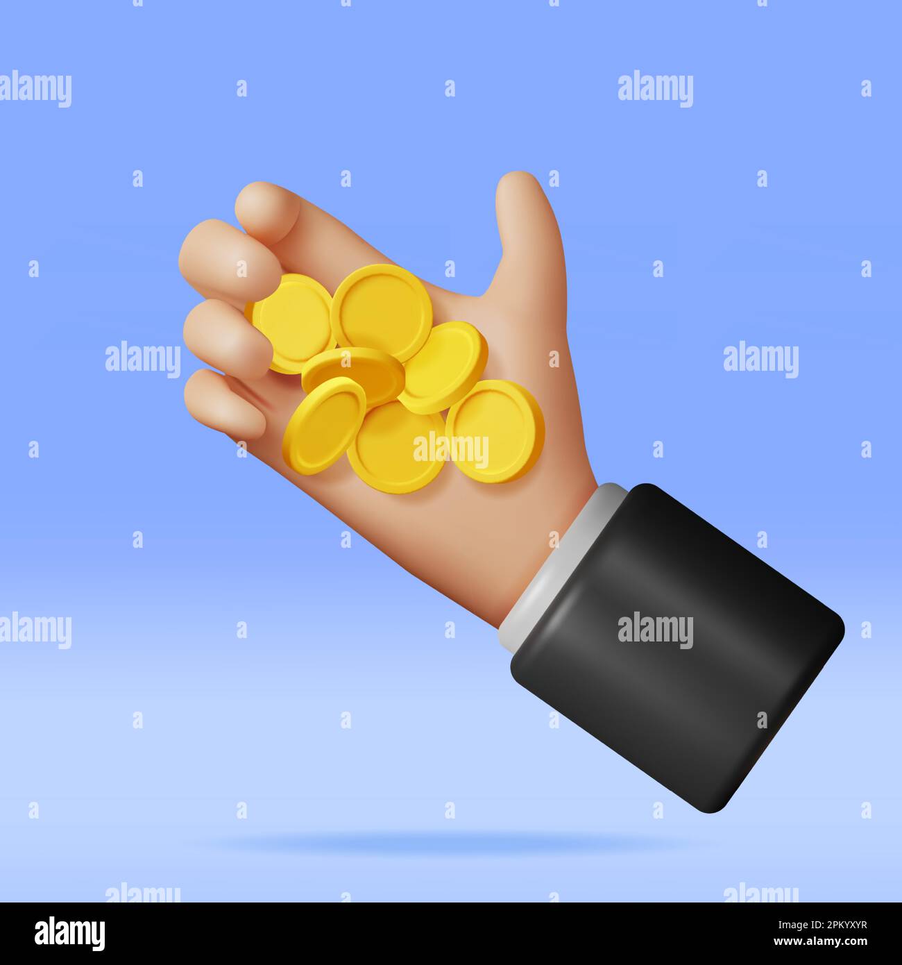 3D Hand Full of Gold Coins Stock Vector Image & Art - Alamy