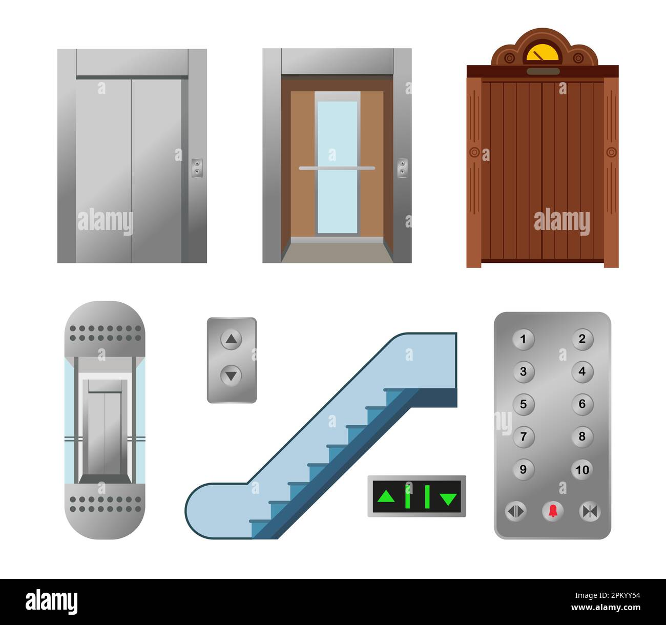 Elevator elements vector illustrations set Stock Vector Image & Art - Alamy