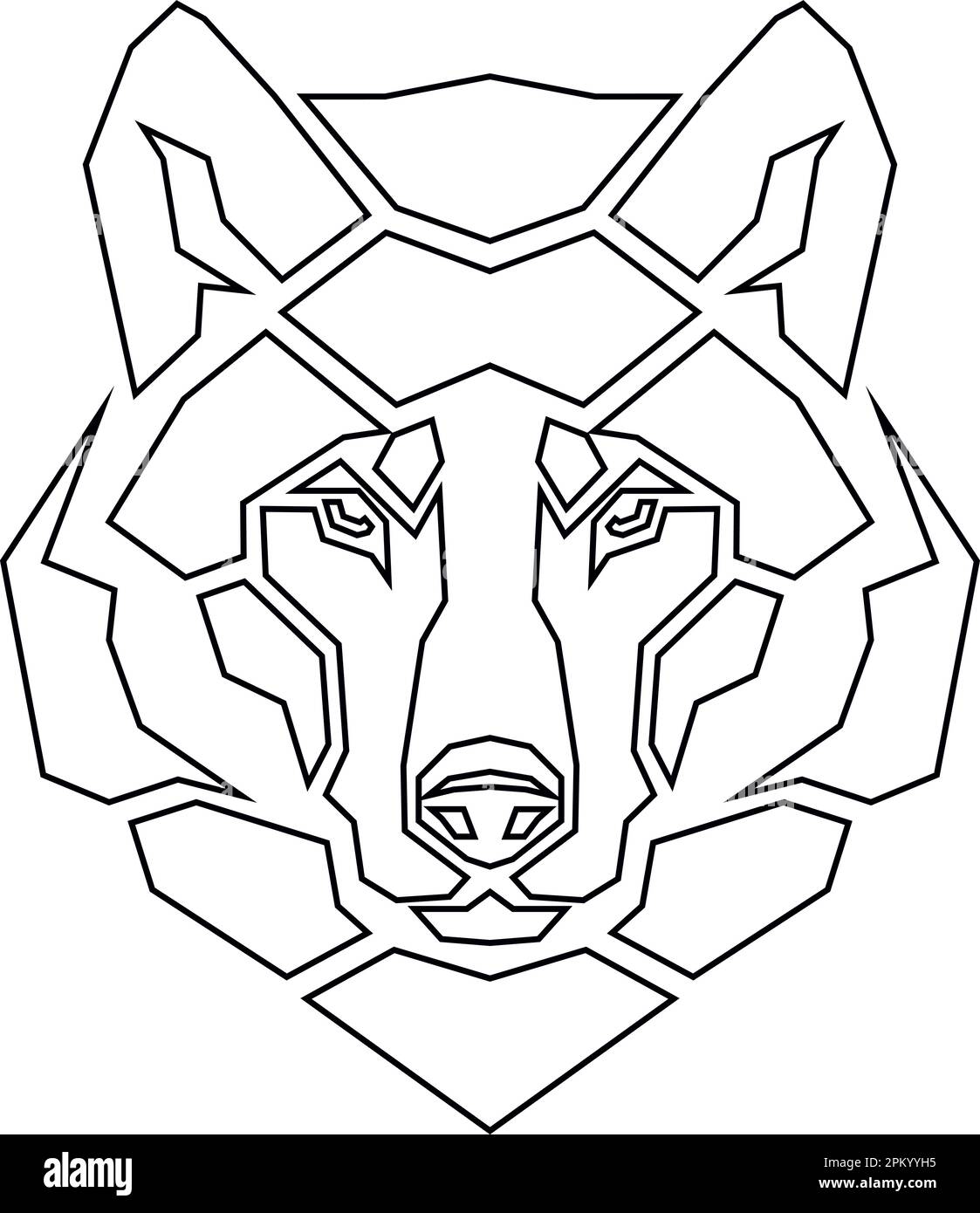 Abstract Design of Wolf Head Simple Geometric Line Vector Stock Vector