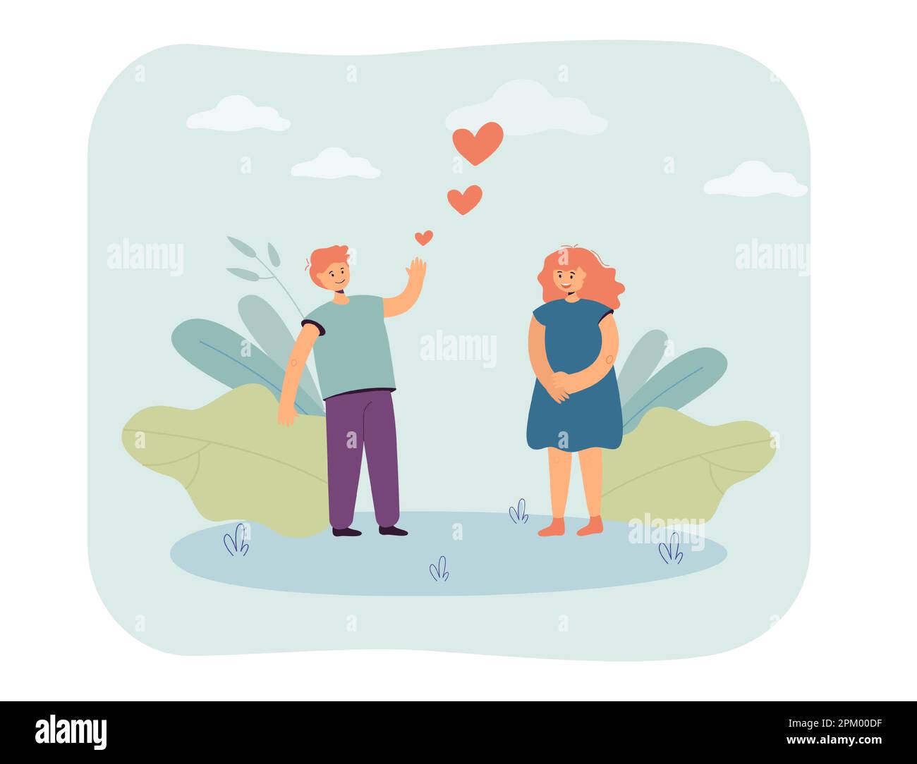 Little boy falling in love in girl flat vector illustration Stock ...