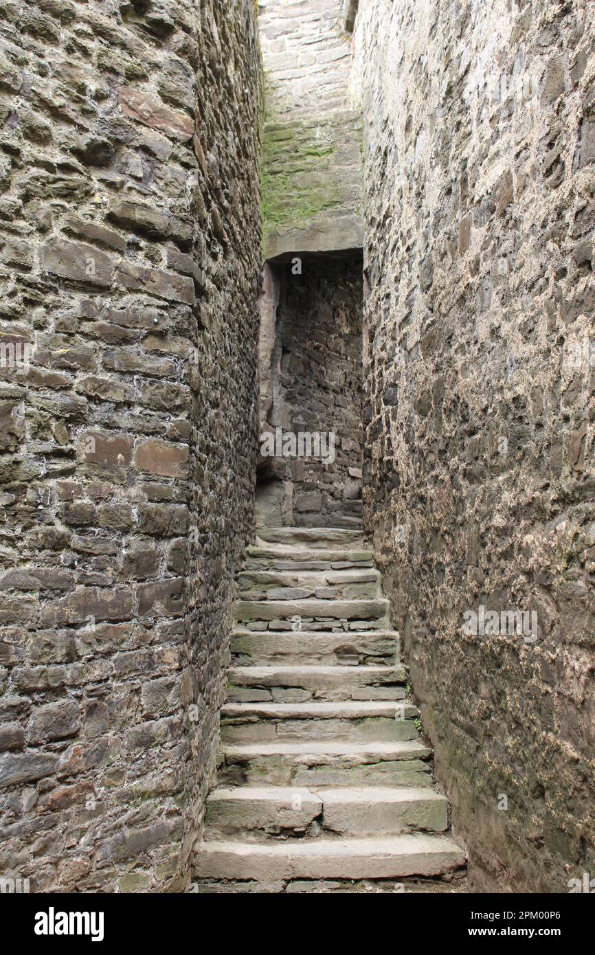 Stairs inside Conwy Castle Stock Photo