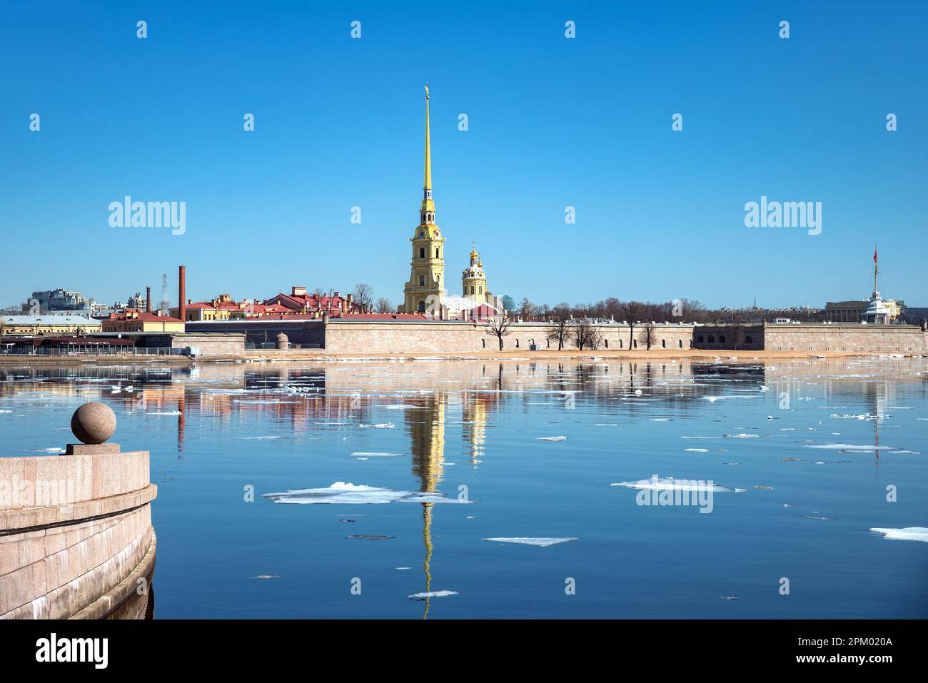 April day on the Neva embankment. Saint Petersburg Stock Photo