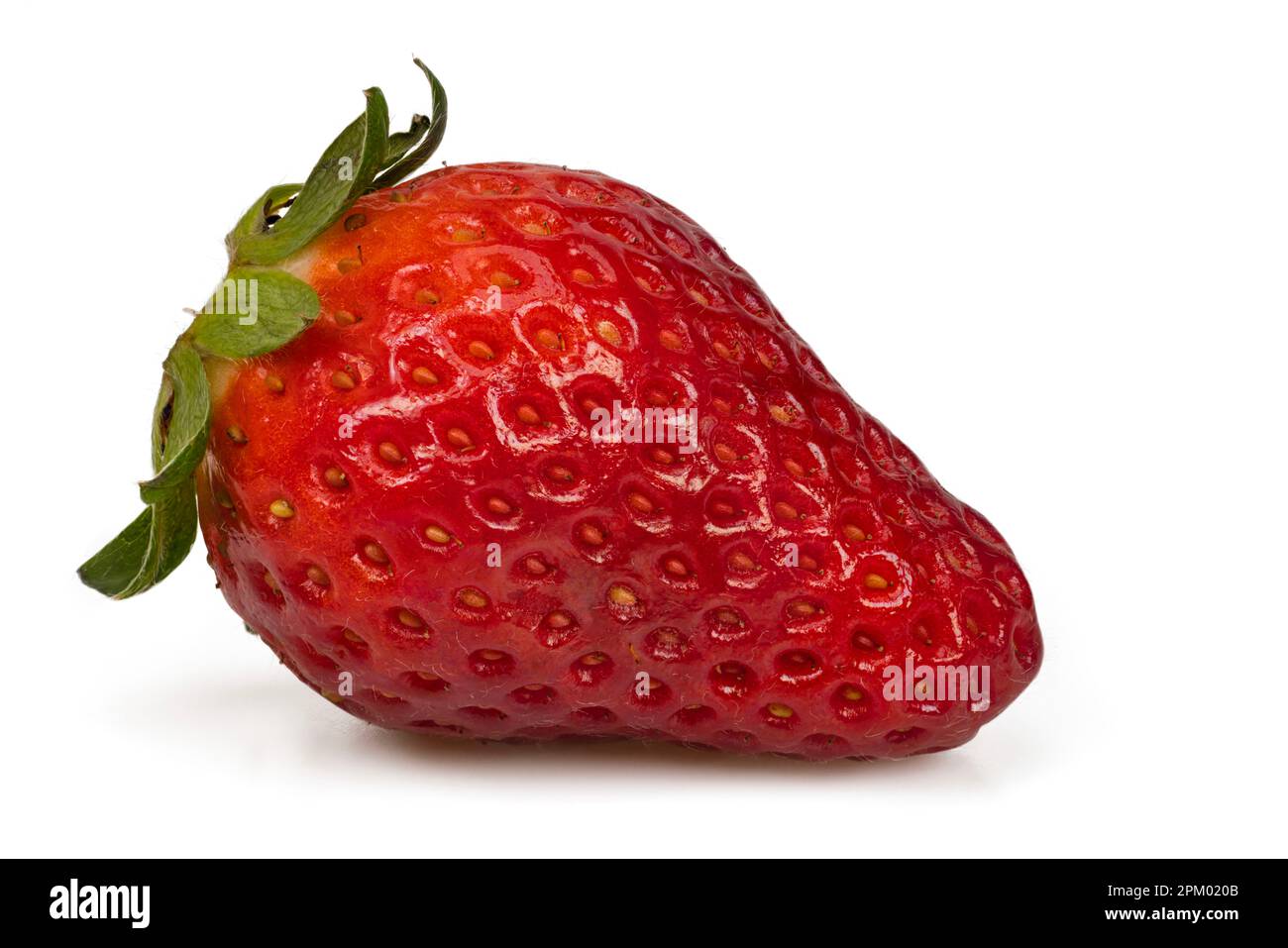 Macro view of red strawberry isolated on white background Stock Photo ...