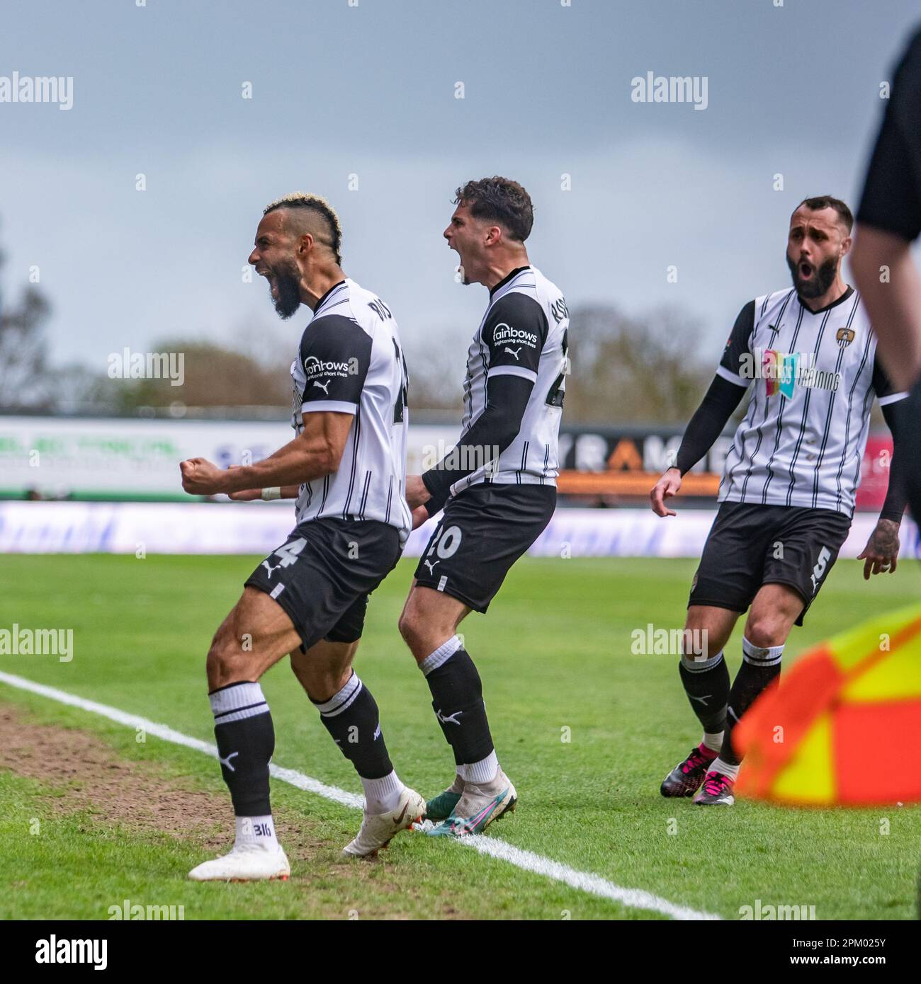 John Bostock 24 of Notts County celebrates his sensational strike with