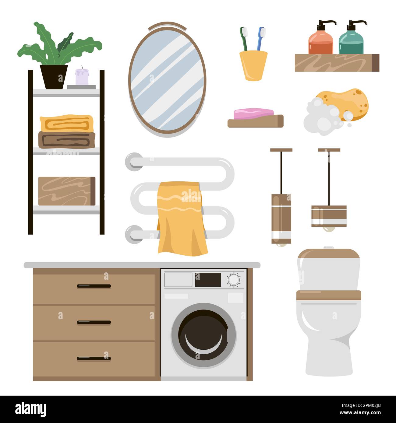 Set of furniture elements for bathroom and toilet Stock Vector Image ...