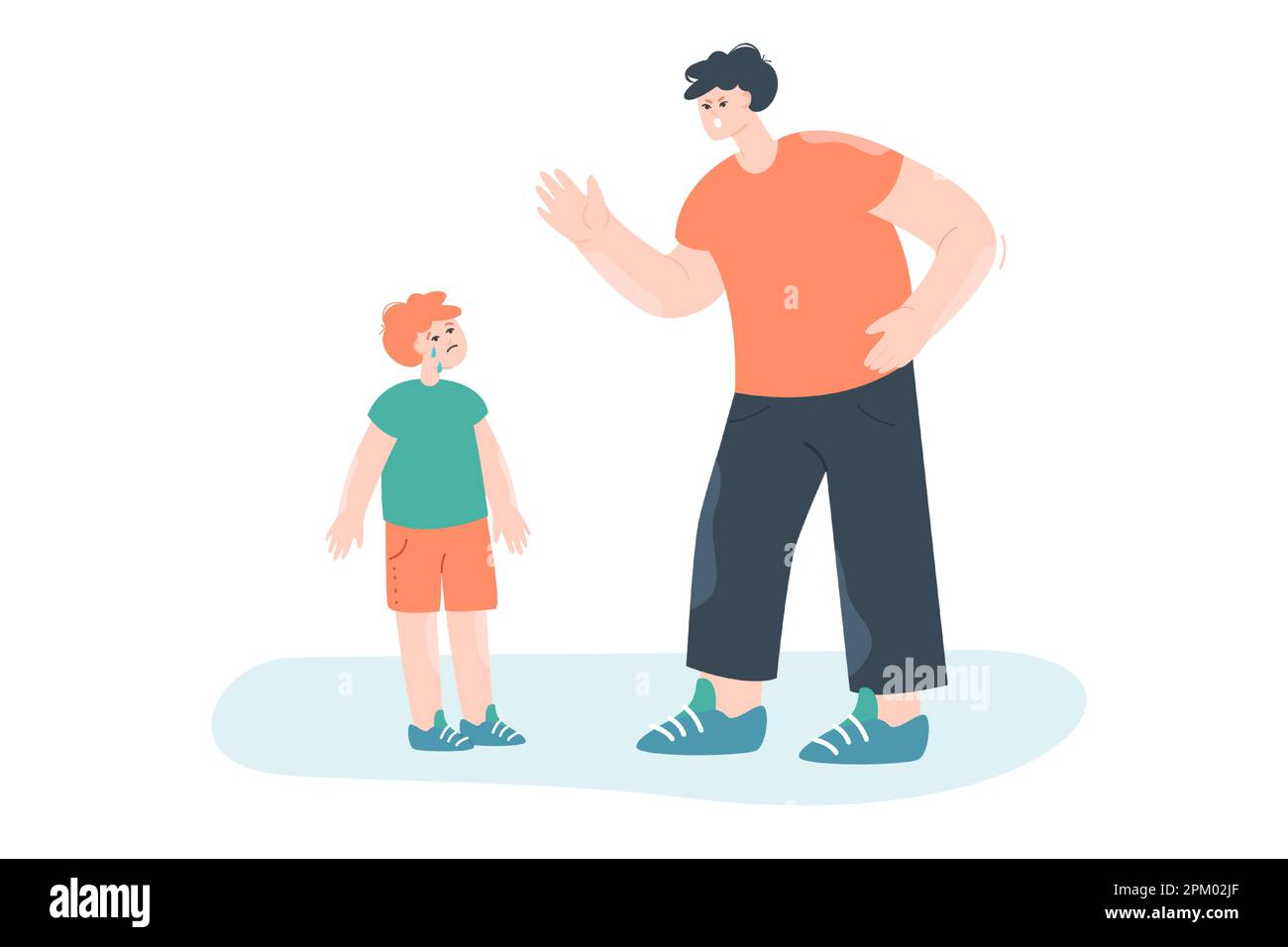 Angry dad punishing crying child Stock Vector