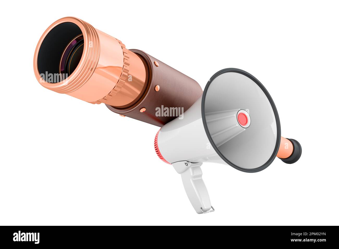 Pirate Spyglass with megaphone, 3D rendering isolated on white ...