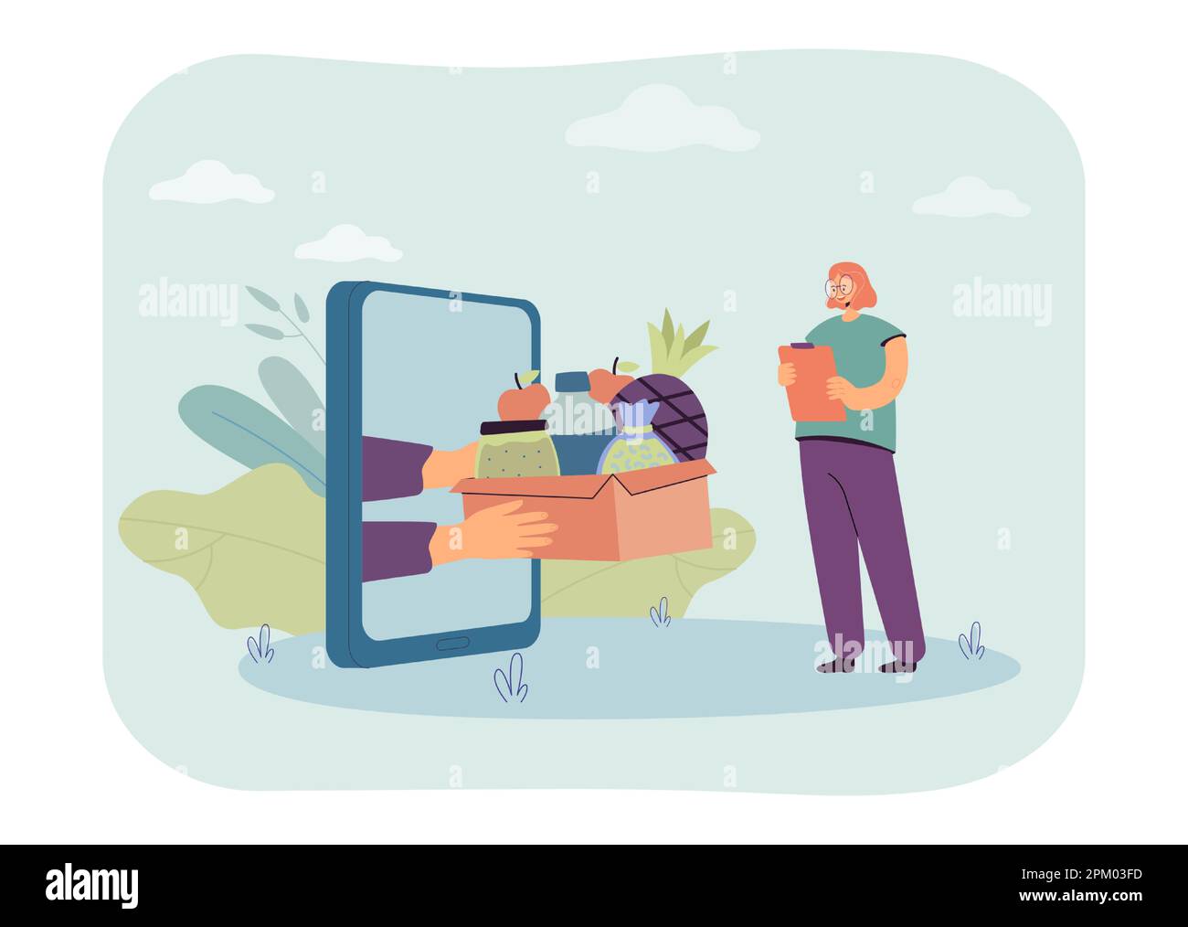 Woman ordering food delivery online flat vector illustration Stock ...