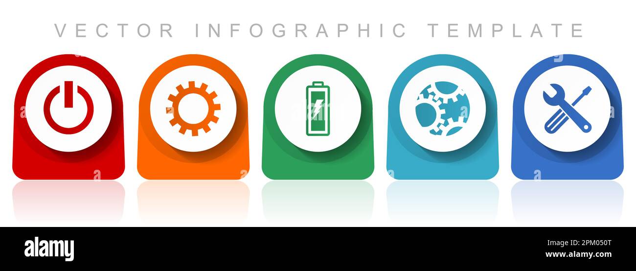 Industry icon set, flat design miscellaneous colorful icons such as power, cogwheel, battery and tools for webdesign and mobile applications, infograp Stock Vector