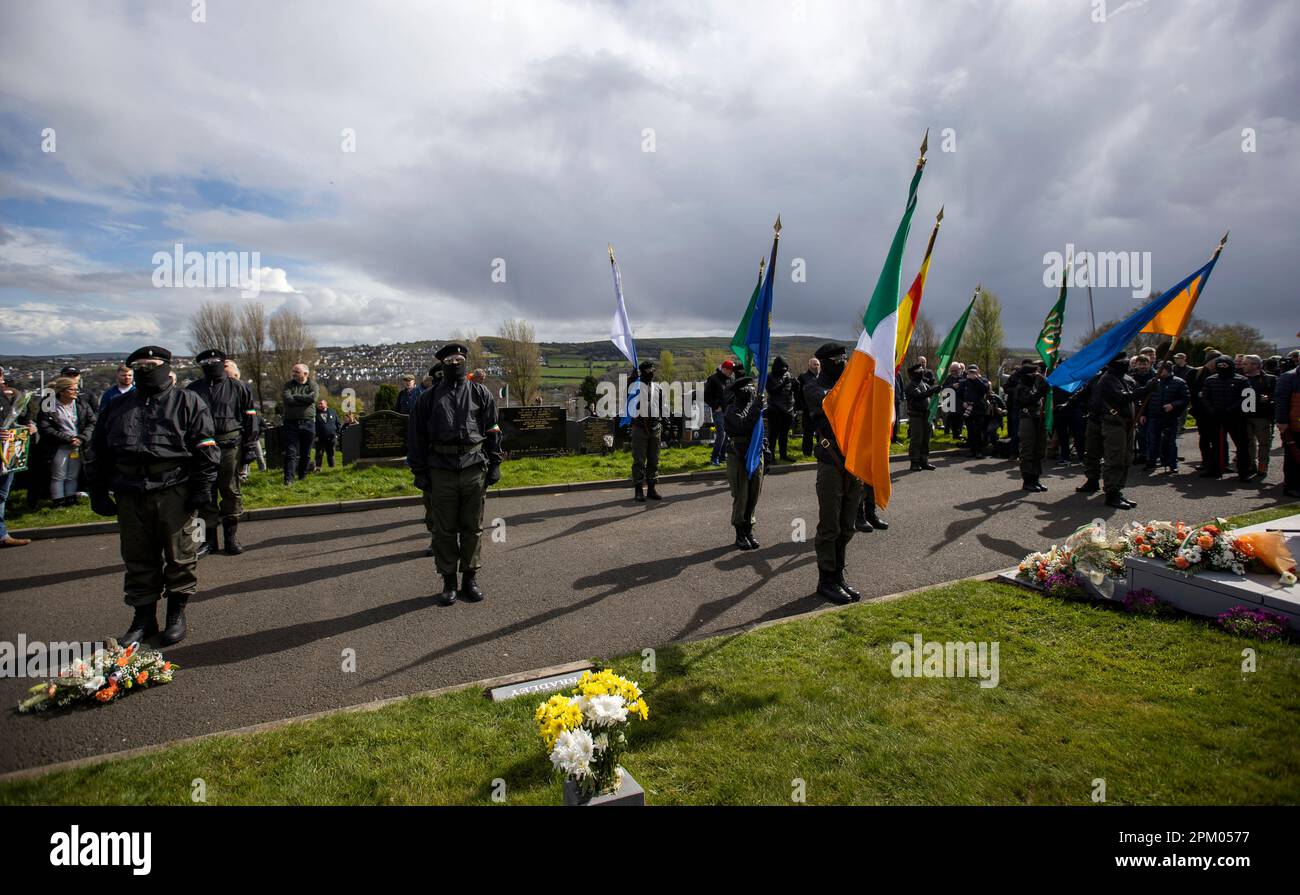 The colour party stands to attention during a dissident Republican