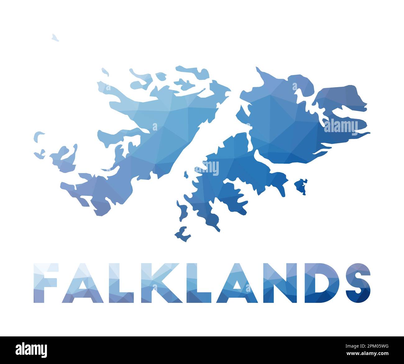 Low poly map of Falklands. Geometric illustration of the country