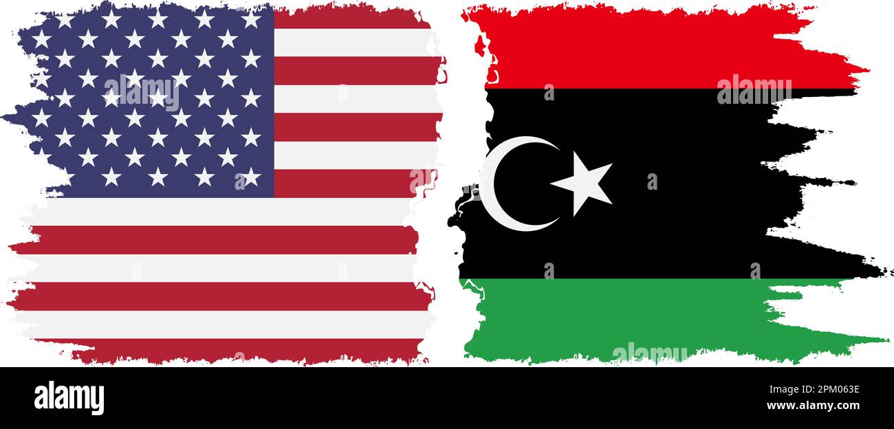 Libya and USA grunge flags connection, vector Stock Vector Image & Art