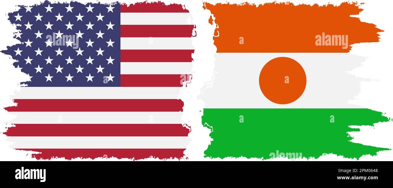 Niger and USA grunge flags connection, vector Stock Vector