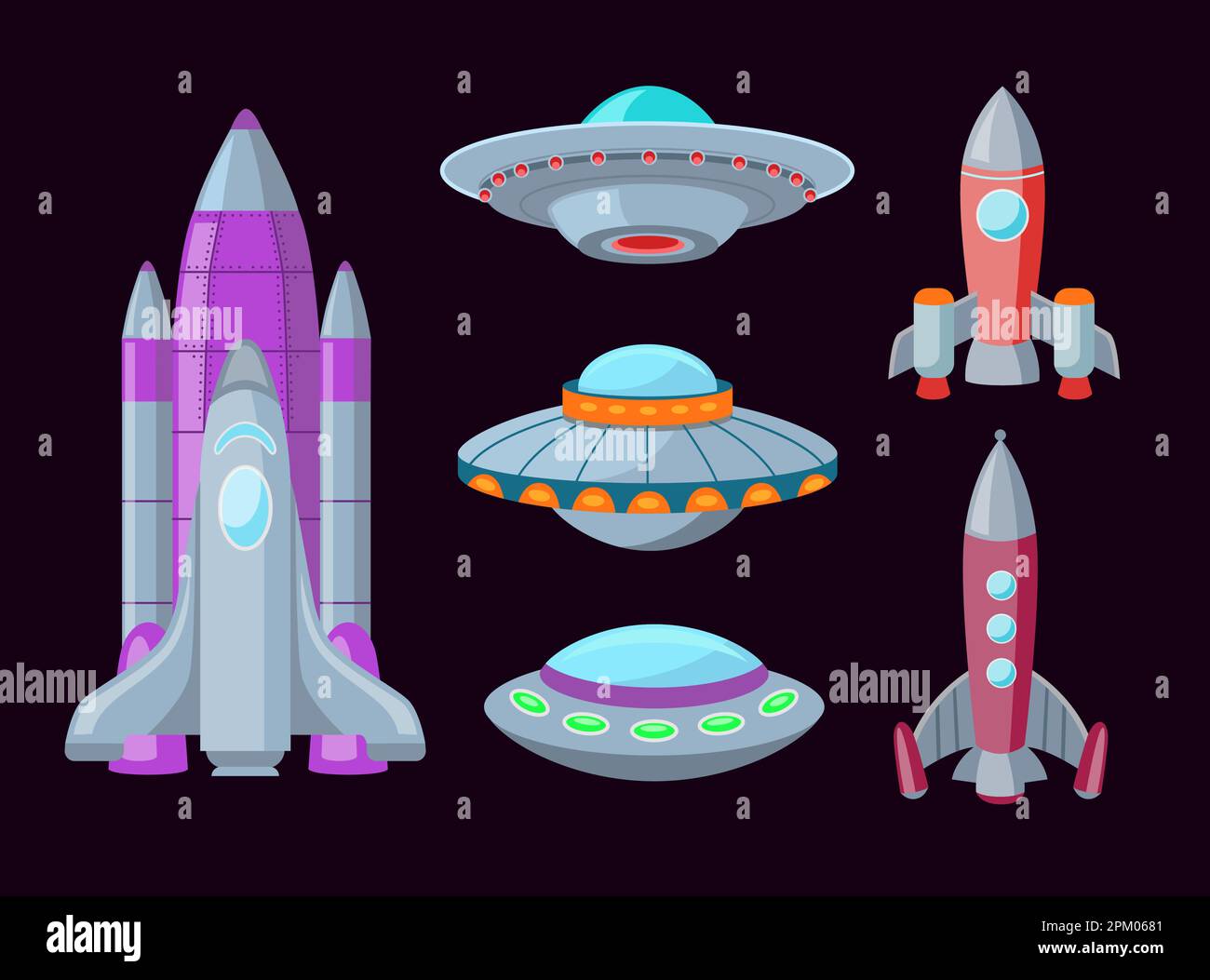 Spaceships cartoon illustration set Stock Vector Image & Art - Alamy