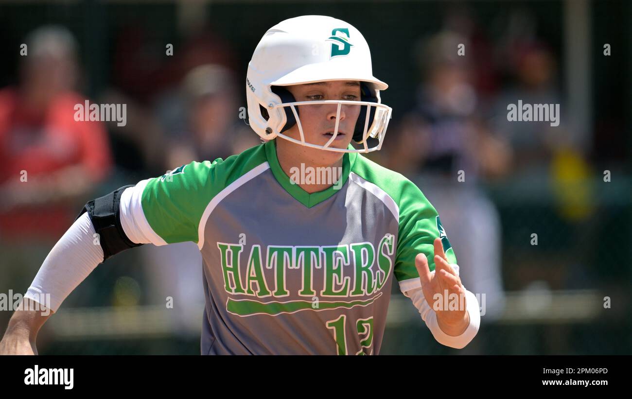 Stetson's Alyssa Gilman (12) runs during an NCAA college softball game