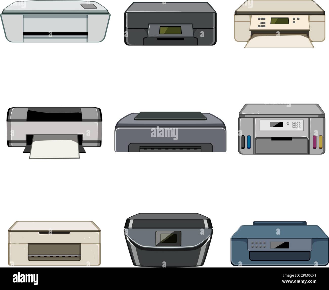 photo printer set cartoon vector illustration Stock Vector Image & Art ...