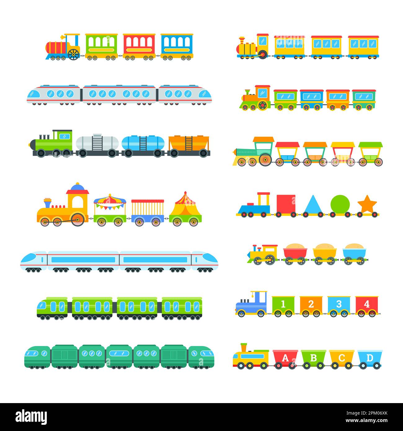 Different toys trains cartoon illustration set Stock Vector Image & Art