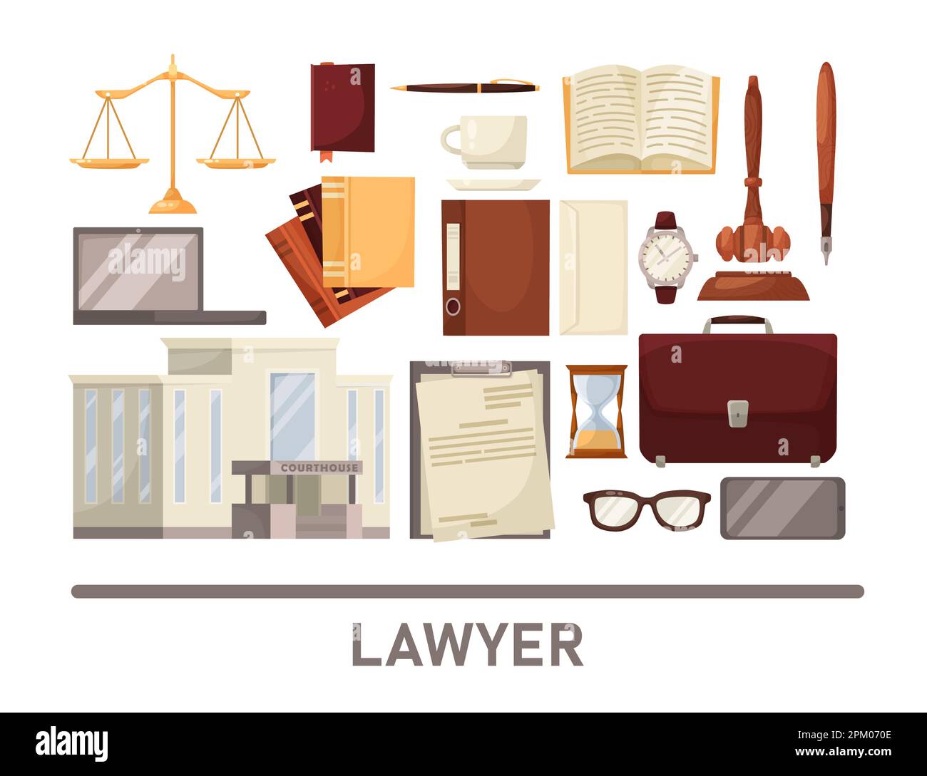 Law practice elements vector illustrations set Stock Vector Image \u0026 Art ...