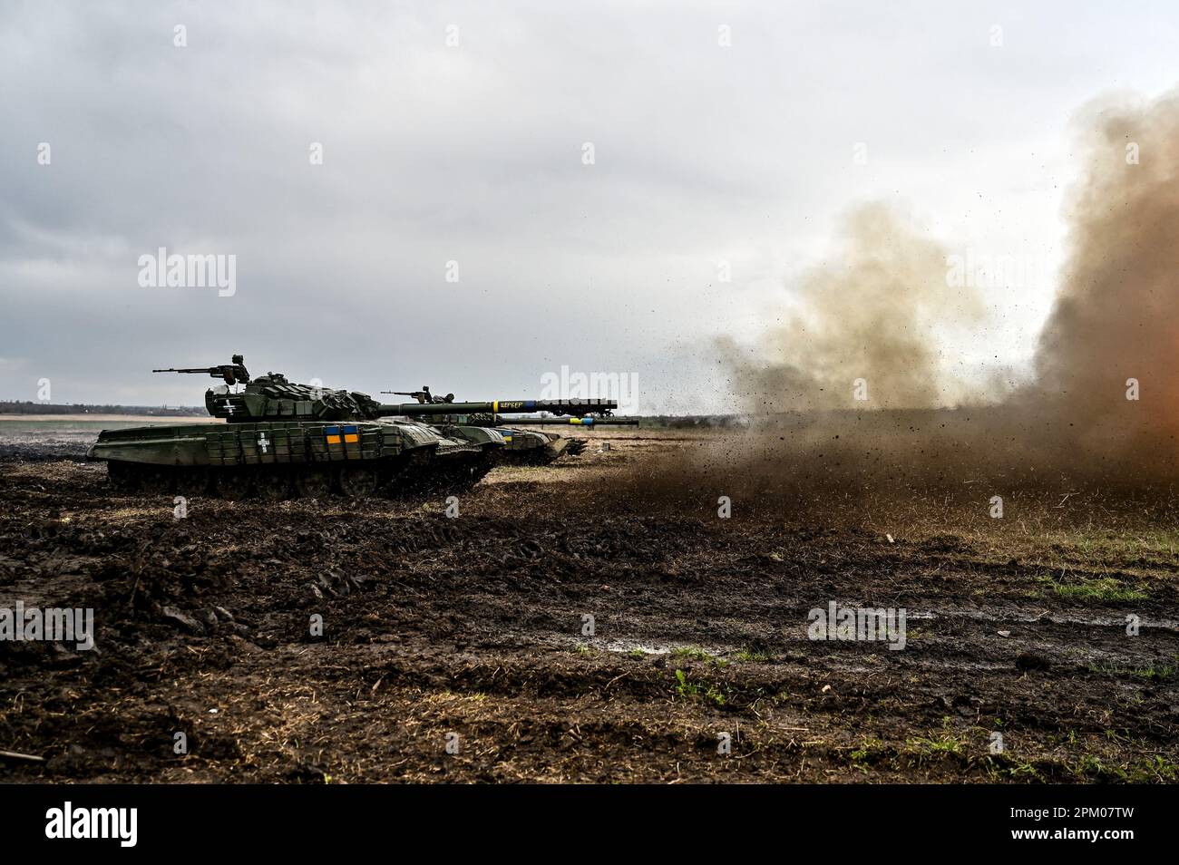 Tank Offensive Operations UKRAINE - APRIL 5, 2023 - T-72 tanks are involved in training for ...