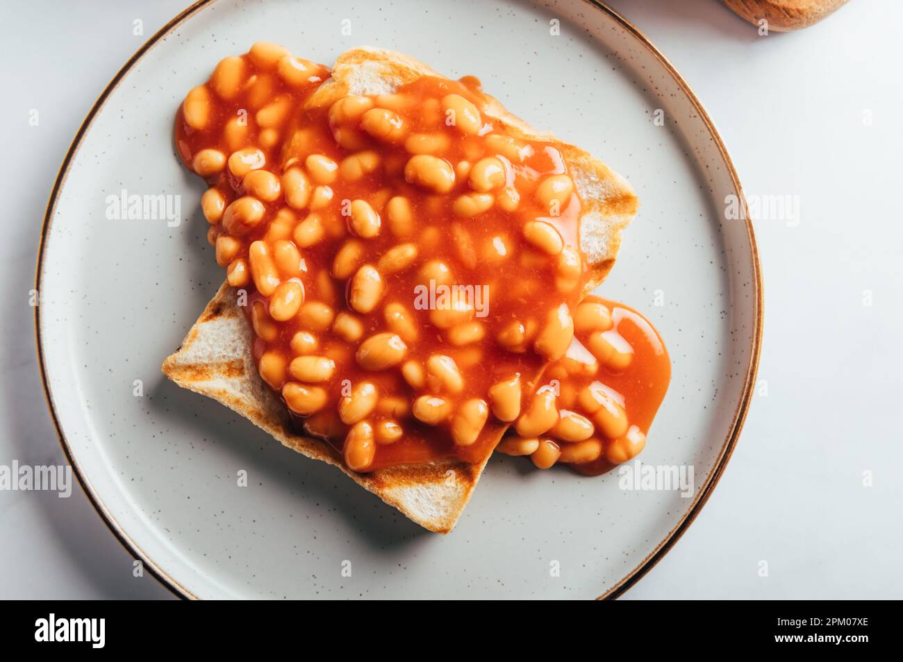 Baked Beans in Tomato Sauce on Slice of Toasted Bread, traditional
